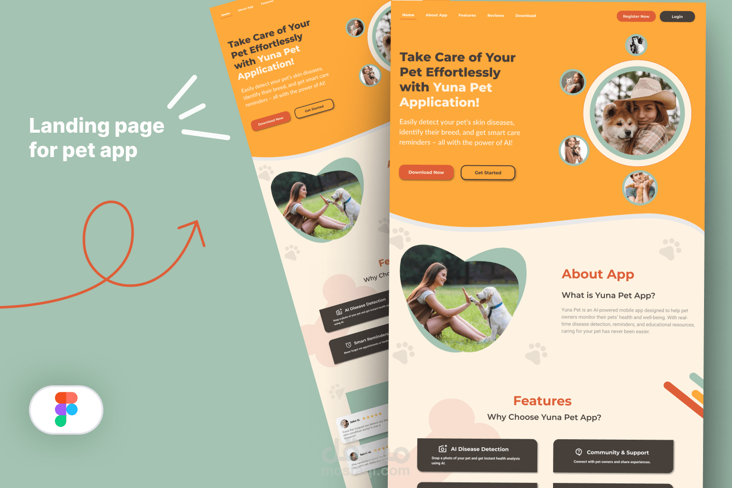 Landing page for pet app