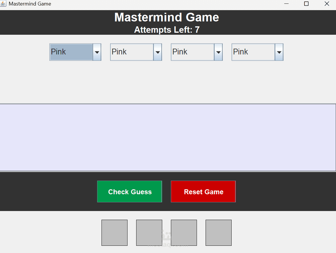 لعبة Mastermind Game بلغة C++ مع واجهة رسومية