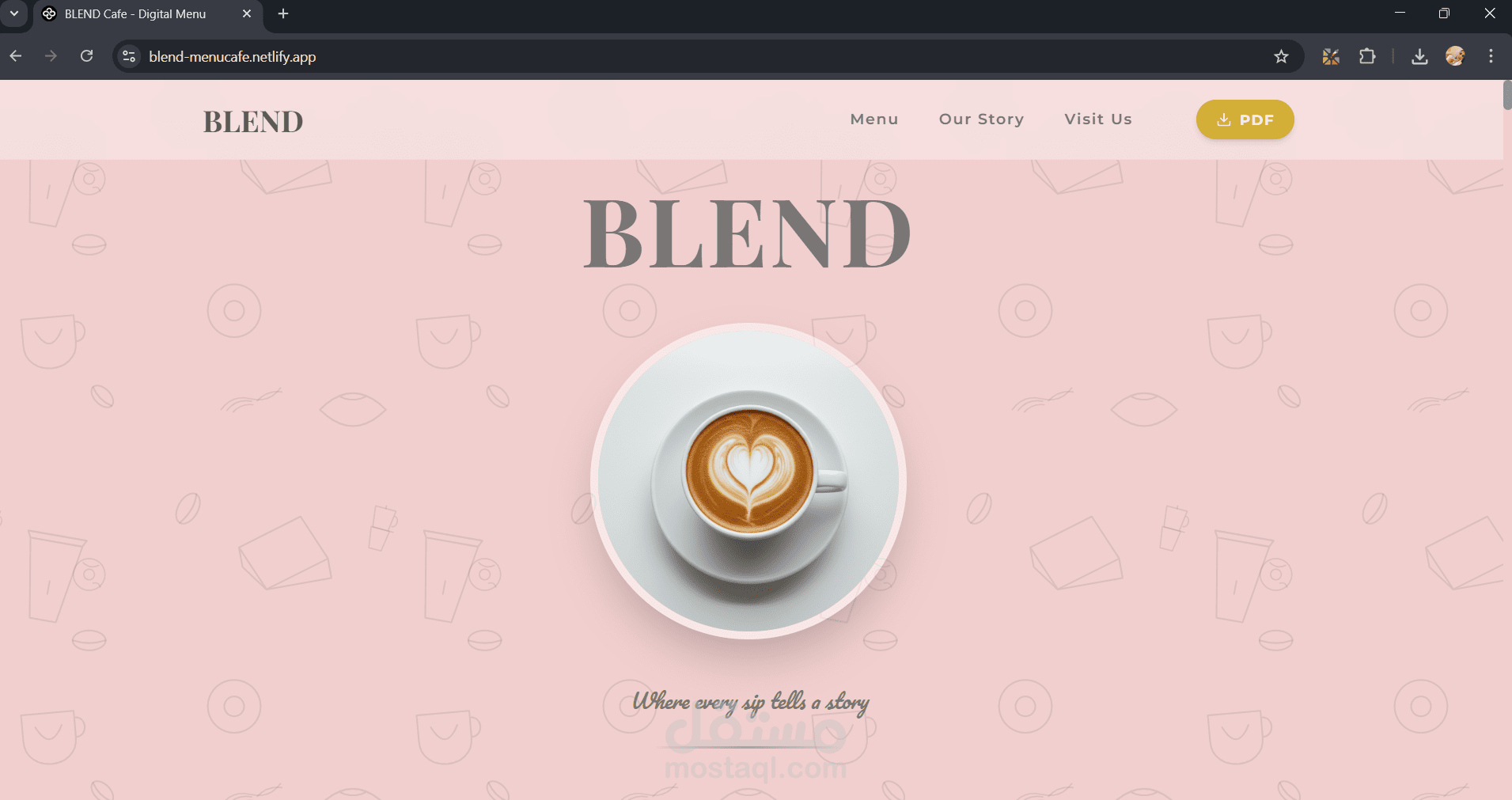 موقع منيو كافيه تفاعلي مع تحويل إلى PDF | Coffee Menu Web App with PDF Generator (React)