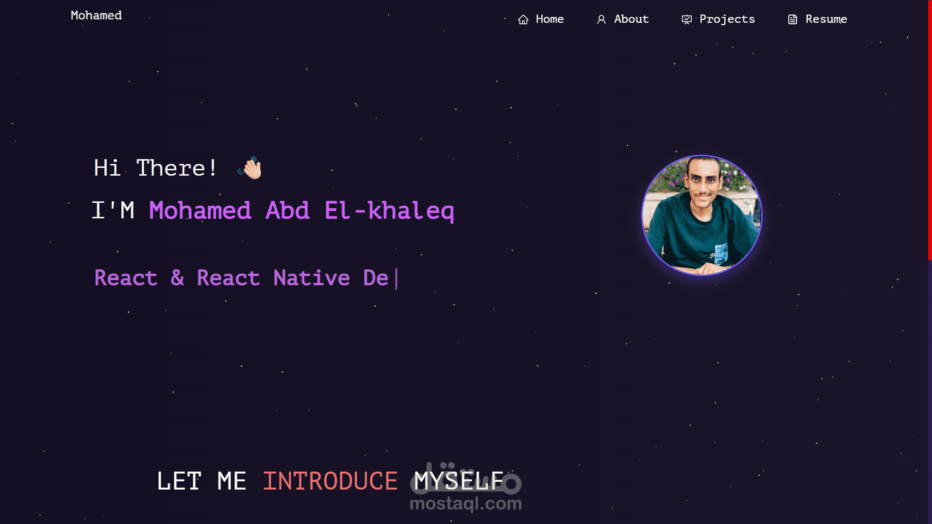 بورتفوليو احترافي لمطور واجهات أمامية (React / Next.js)