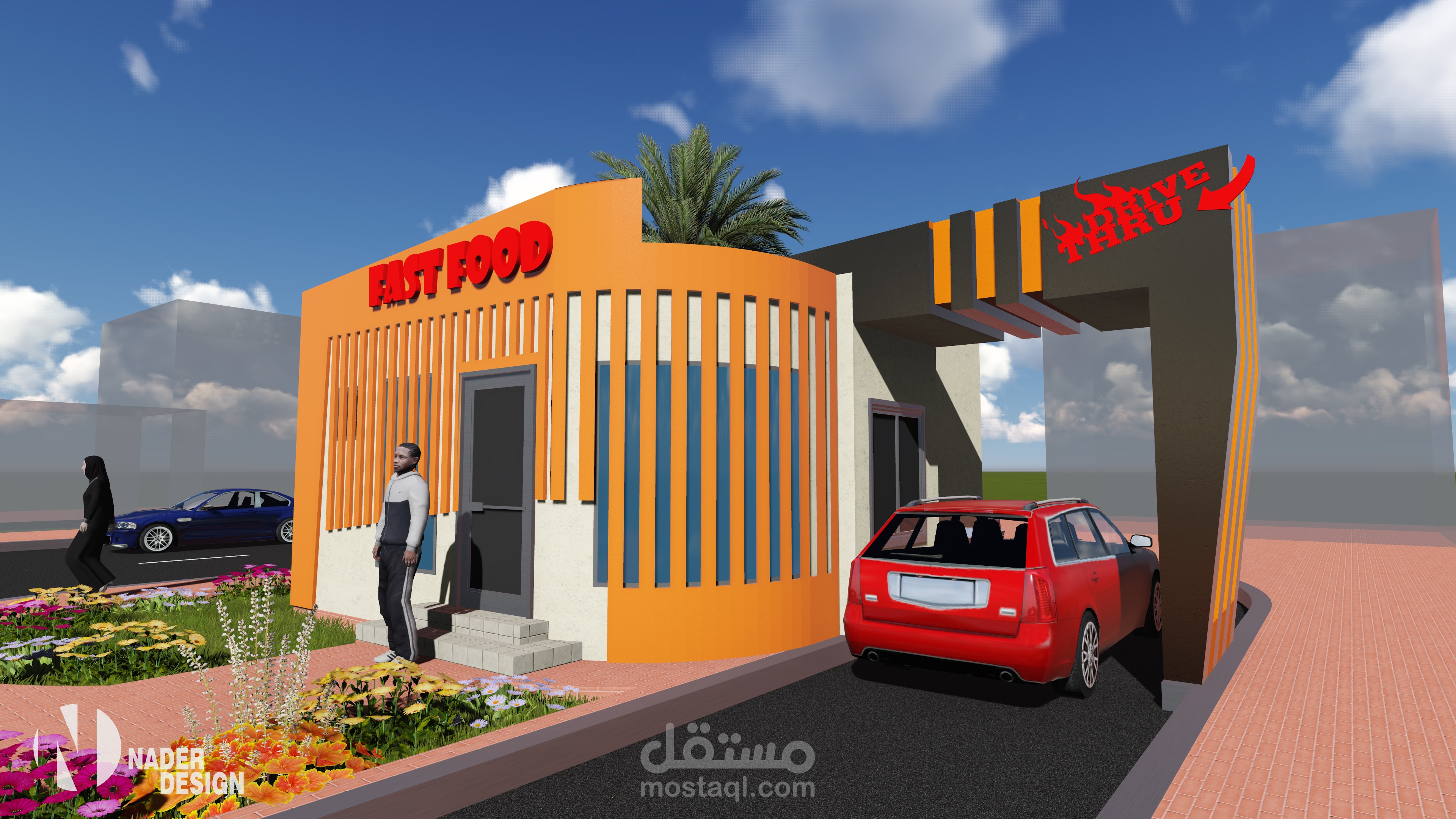 تصميم مطعم وجبات سريعة