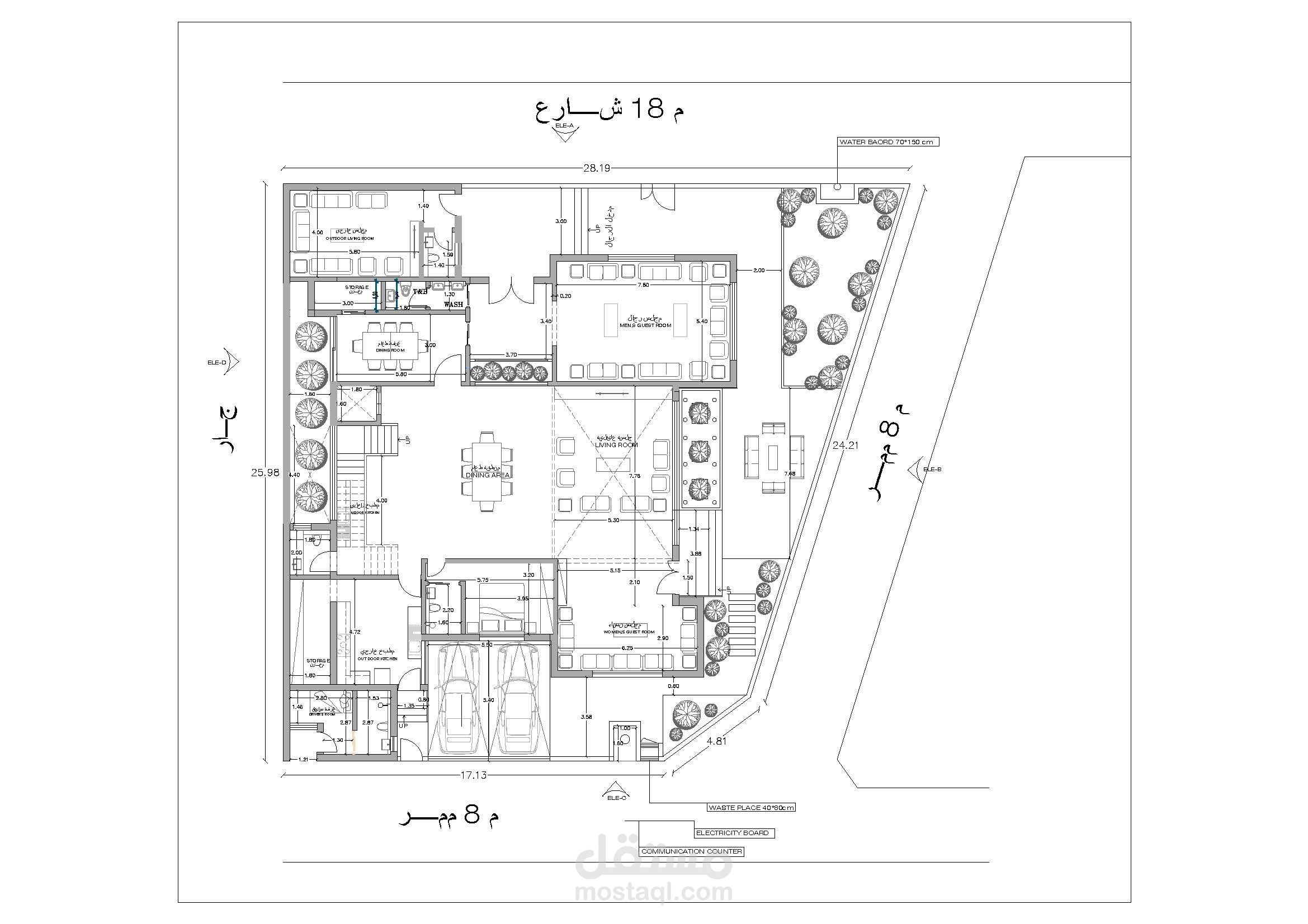 تصميم مخططات  2d فلل حسب الكود السعودي