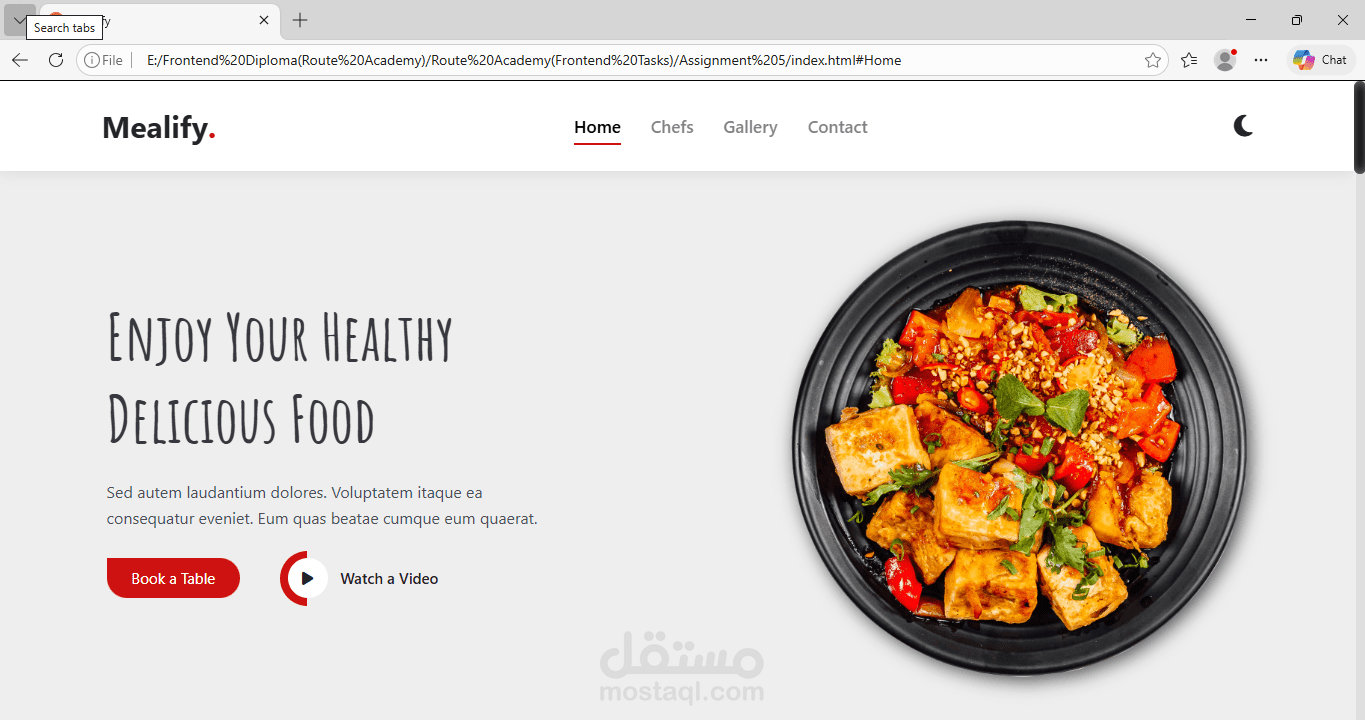 موقع Mealify – Landing Page احترافية لمطعم (Responsive Restaurant Landing Page)