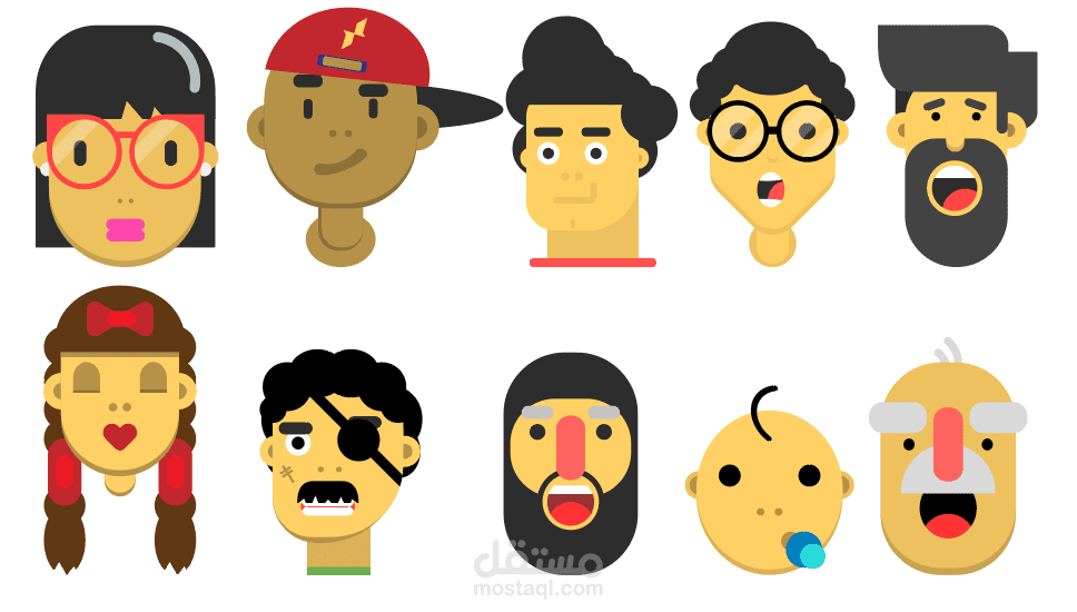 تصاميم 10 وجوه لشخصيات كرتونية