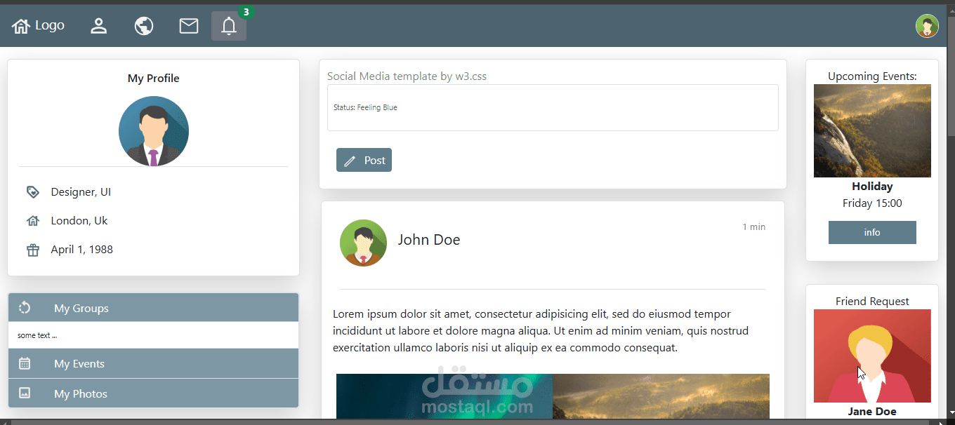 bootstrap social media project