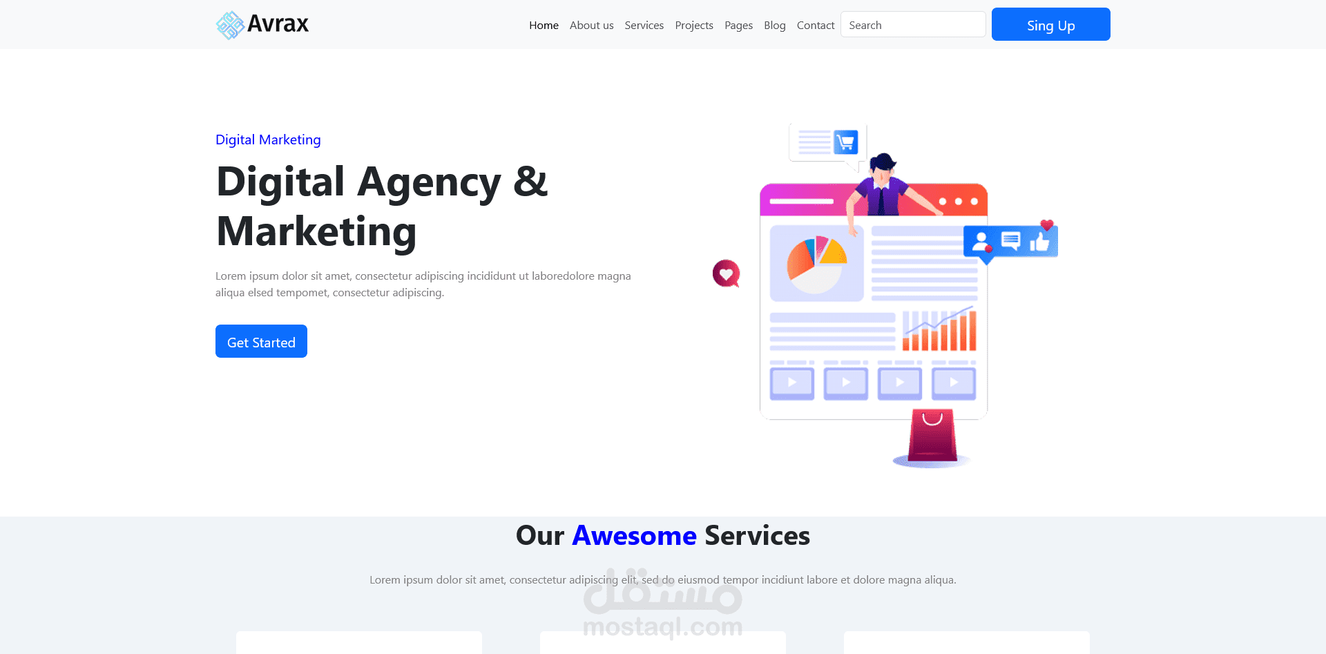 تصميم وتطوير موقع شركة (Avrax Agency ) متجاوب باحترافية