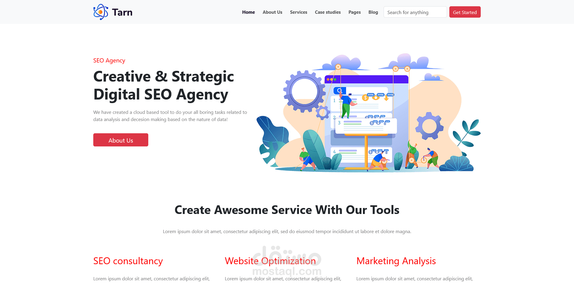 تصميم وتطوير موقع شركة (tarn Agency ) متجاوب باحترافية