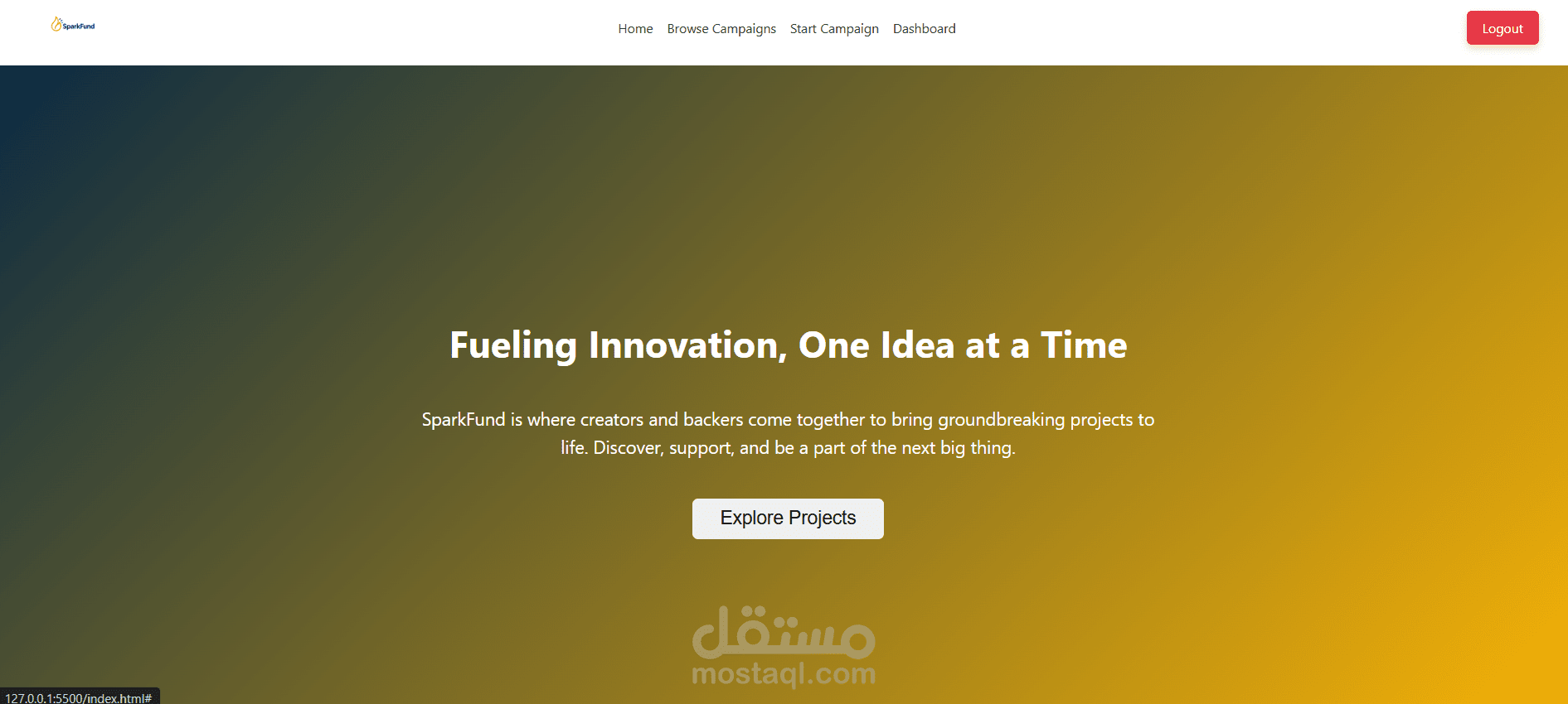 SparkFund – منصة تمويل جماعي باستخدام HTML || CSS || JS ||JSON Server