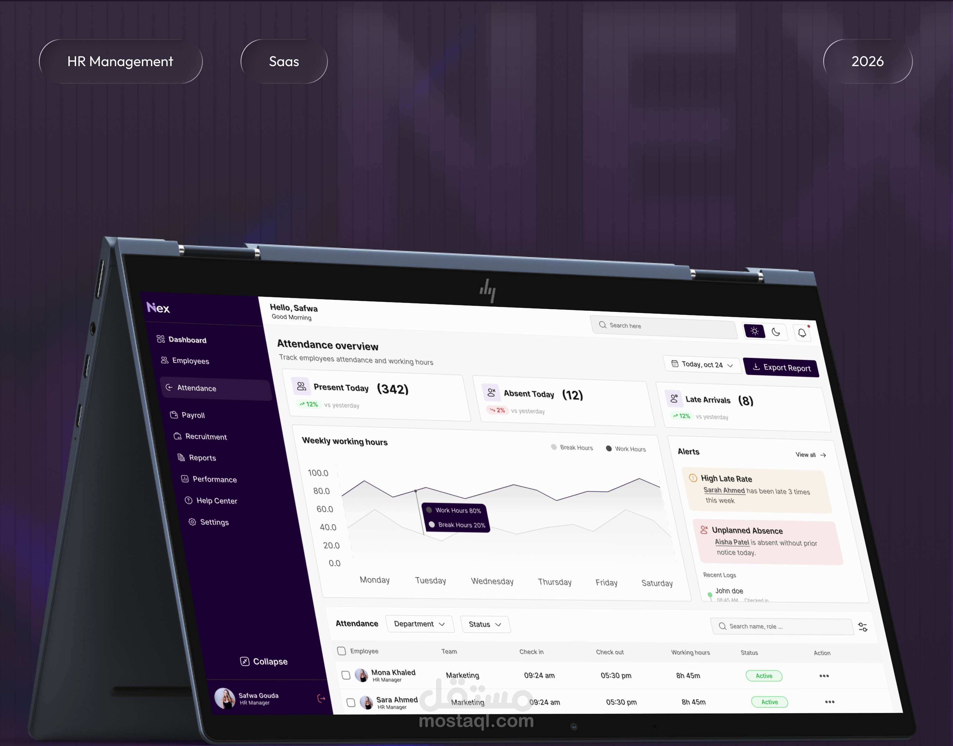 تصميم لوحة تحكم لنظام إدارة الموارد البشرية | UI/UX | Dashboard