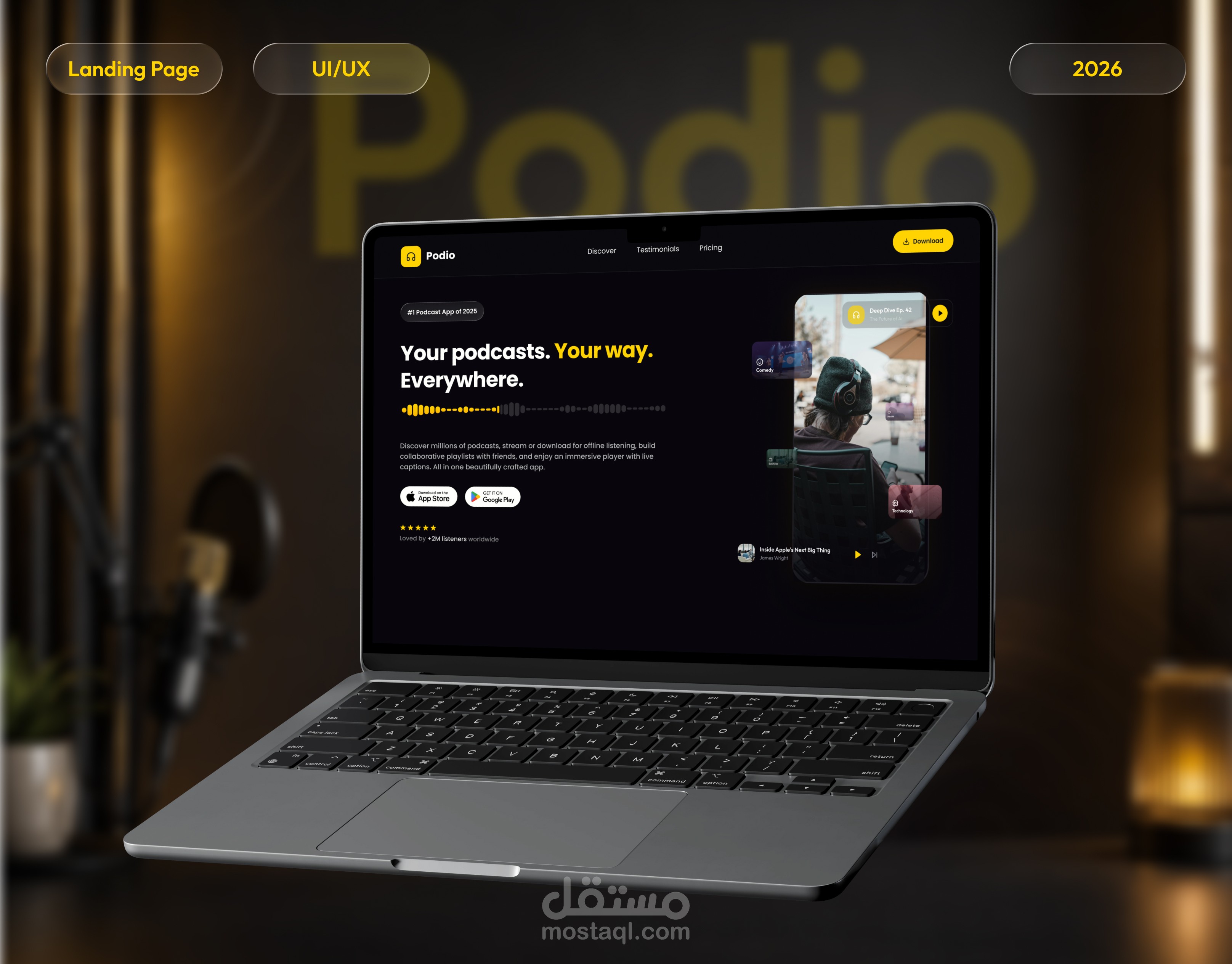 تصميم Landing Page لتطبيق بودكاست