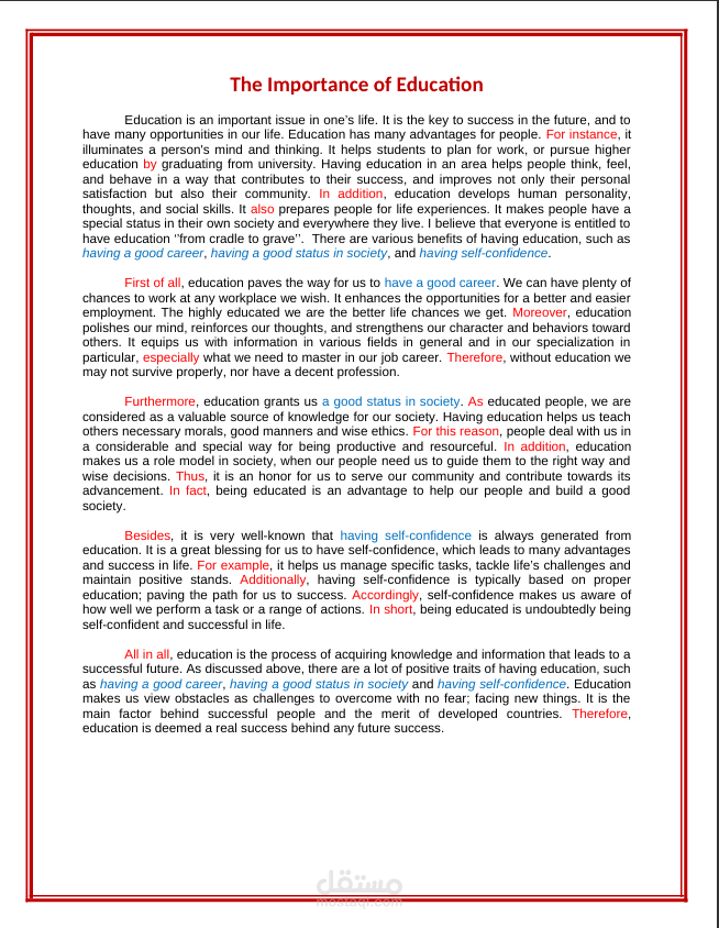 كتابه مقال قصير بعد ترجمته الي اللغه الانجليزيه