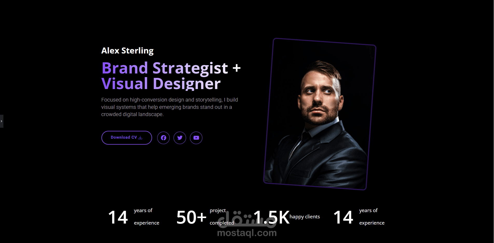 تصميم موقع معرض أعمال  فخم بهوية رقمية عصرية