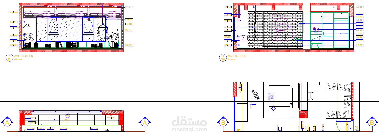 الرسومات التنفيذية لإستوديو سكنى