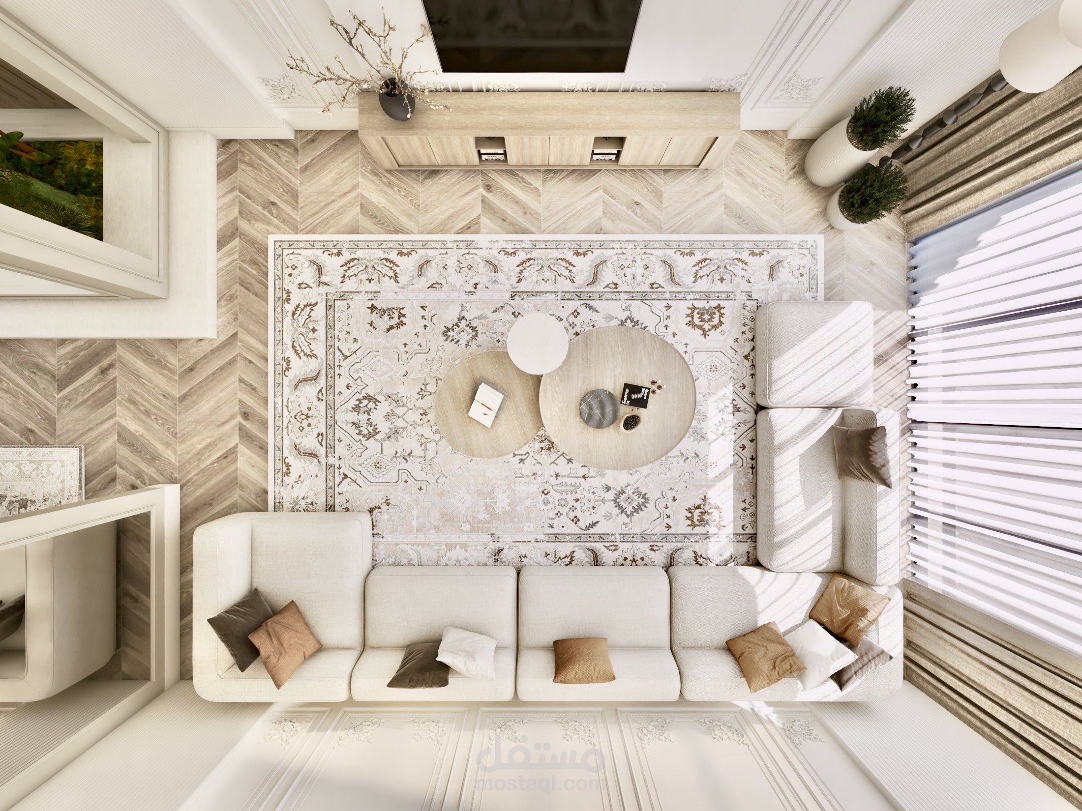 تصميم داخلي لغرفة معيشة