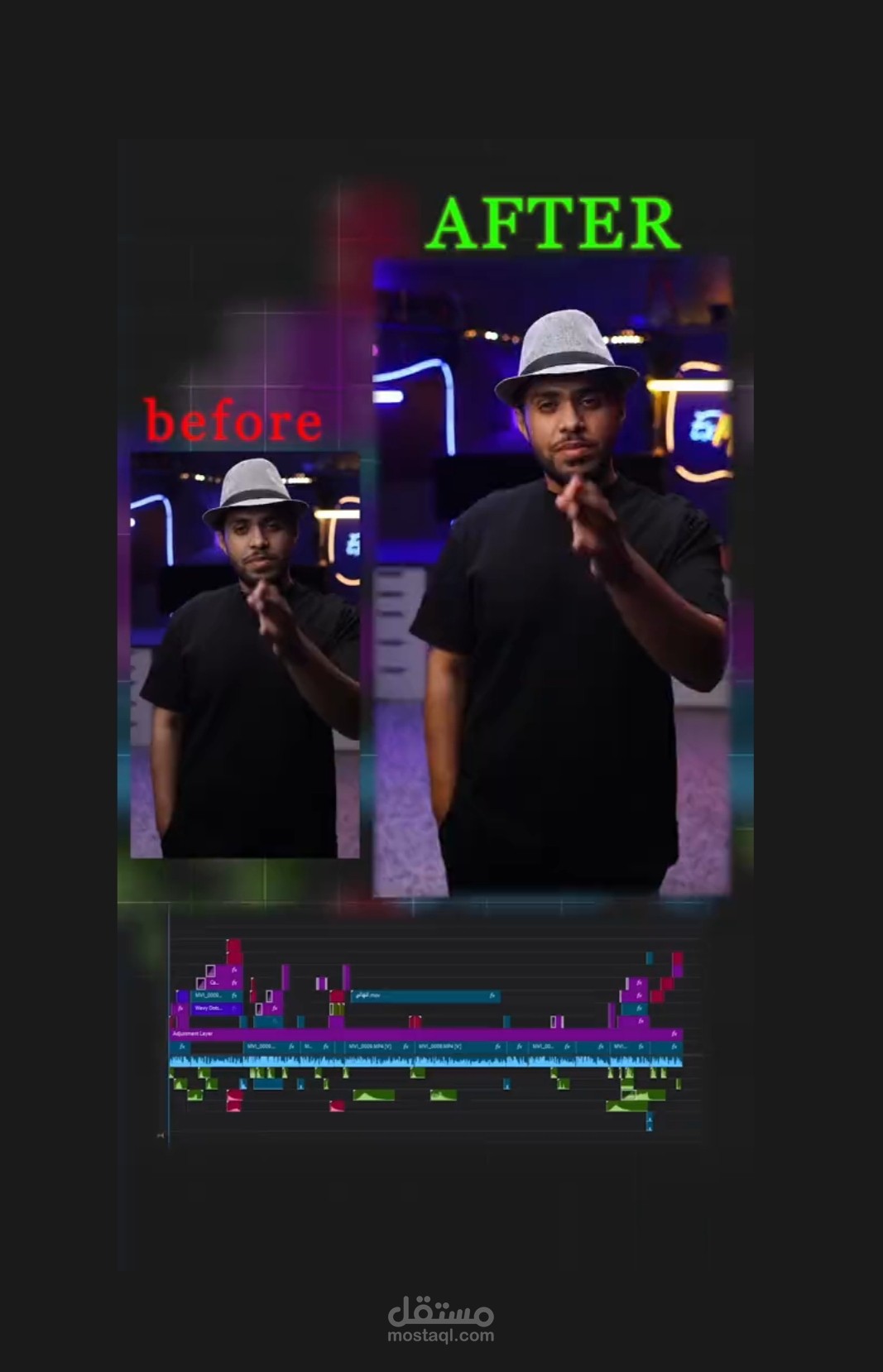مونتاج لفيديو ريلز قبل وبعد
