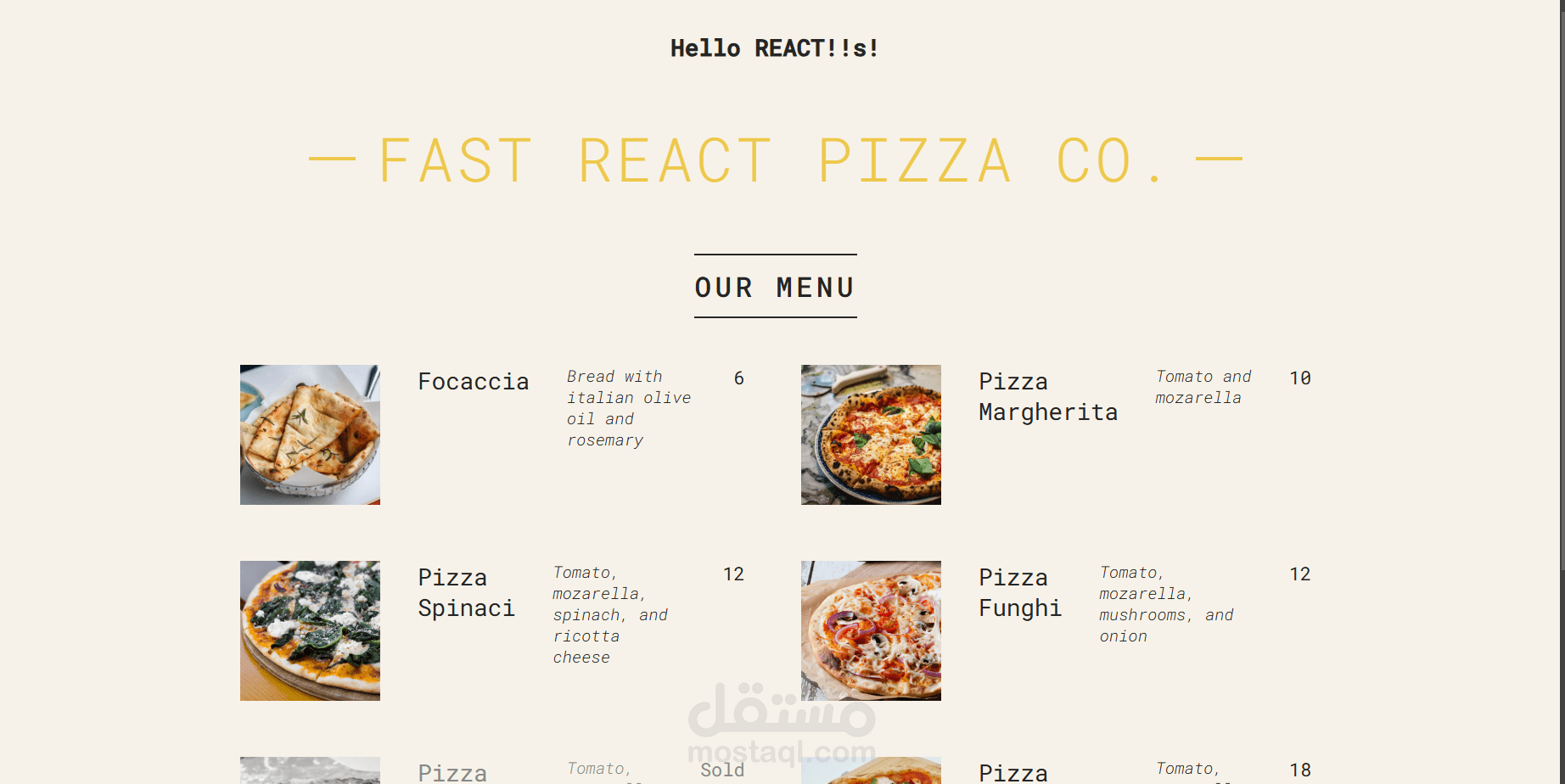 restaurant menu