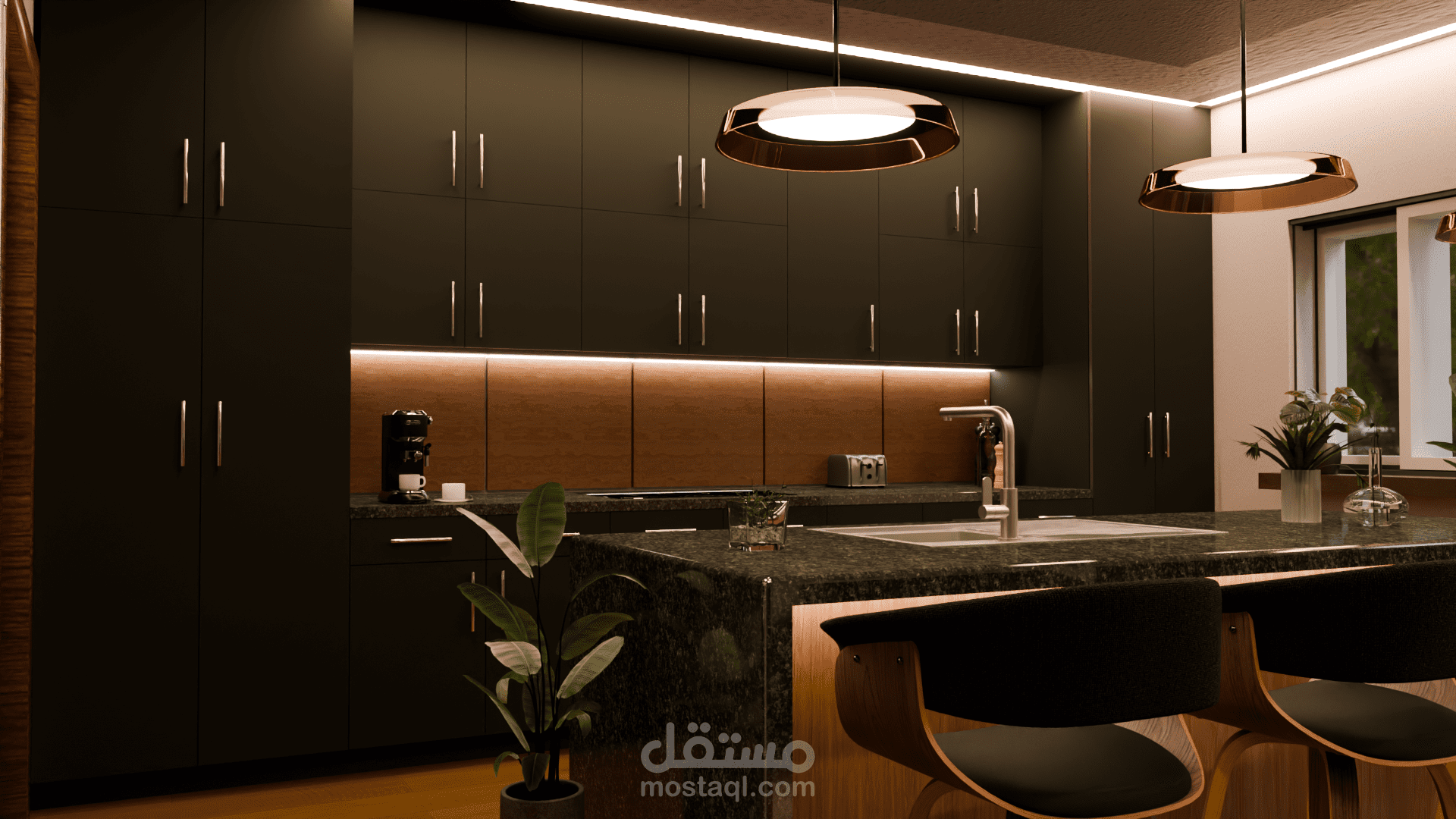 تصميم مطبخ خشبي مودرن