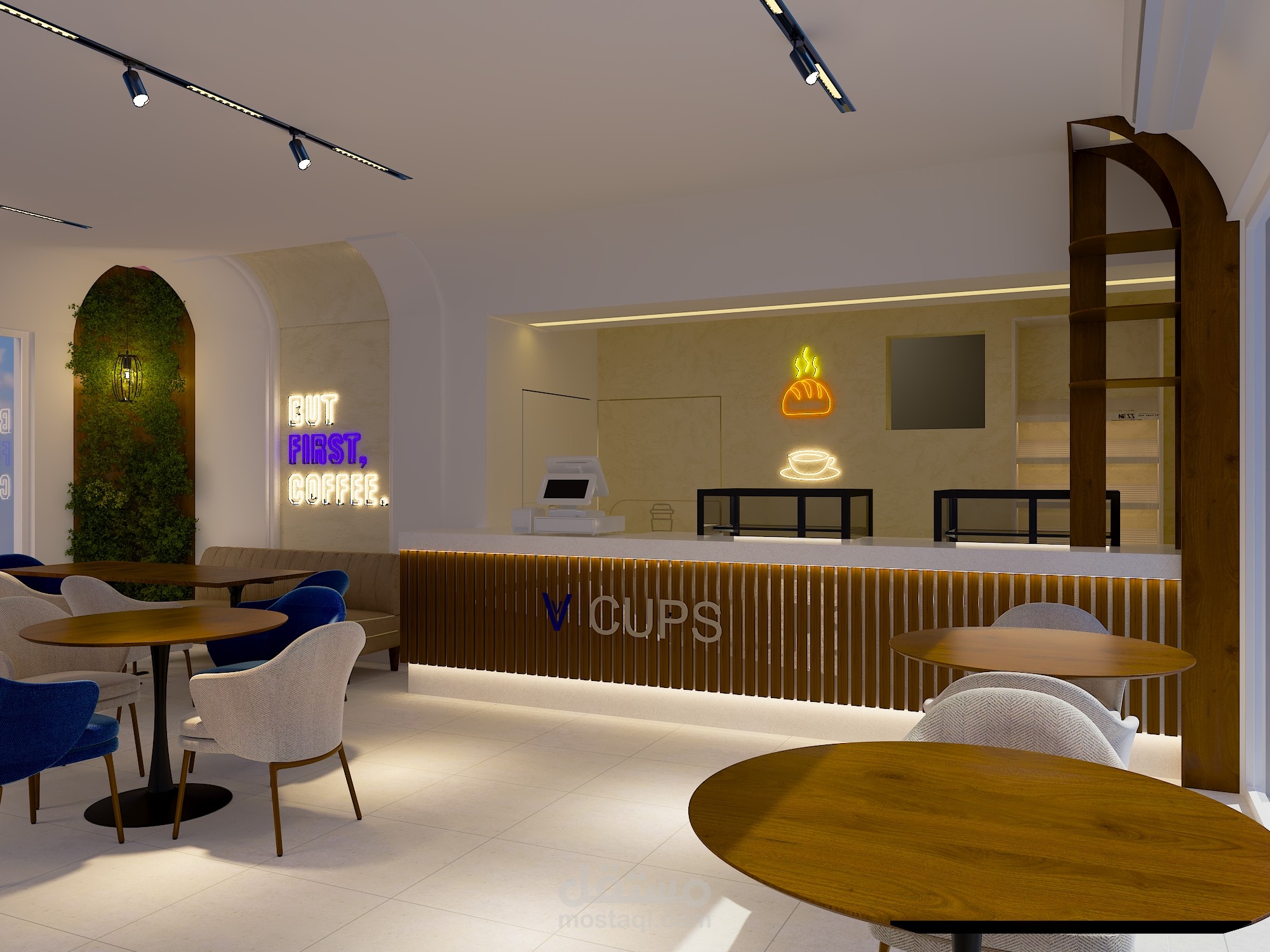 تصميم كافيه مع هوية بصرية