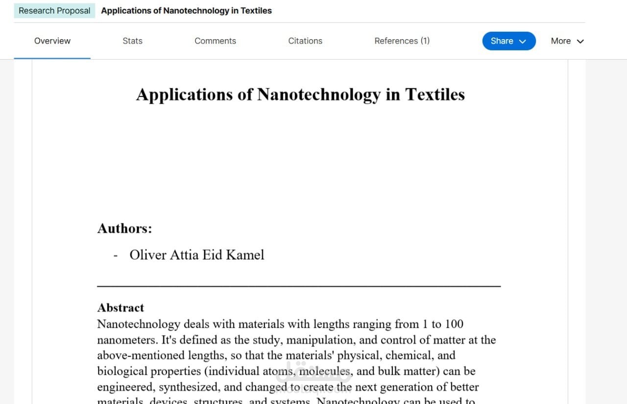 research about applications of nanotechnology in textiles