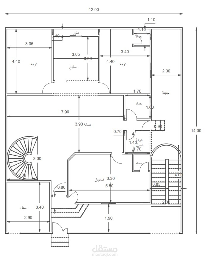 تصميم معمارى لمنزل بمساحة  175 متر