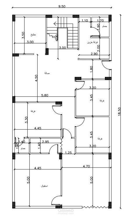 تصميم معمارى لمنزل بمساحة 180 متر
