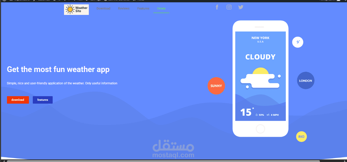 تحويل تصميم PSD لتطبيق طقس إلى موقع WordPress متجاوب