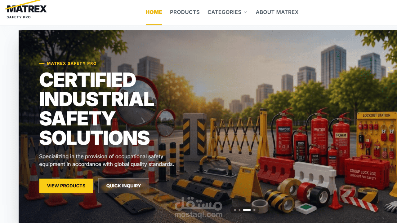 منصة متجر إلكتروني ولوحة تحكم لمعدات السلامة الصناعية Matrex Safety Pro