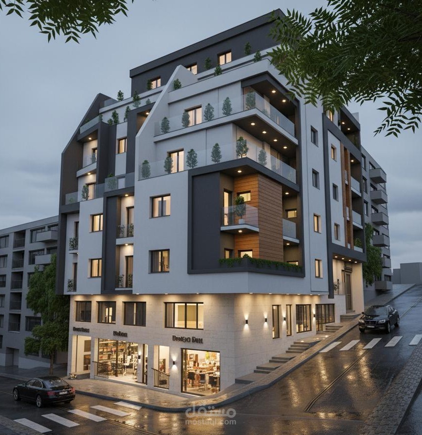 تصميم واجهات لمجمعات ومبانٍ سكنية — هوية بصرية للمشروع العقاري