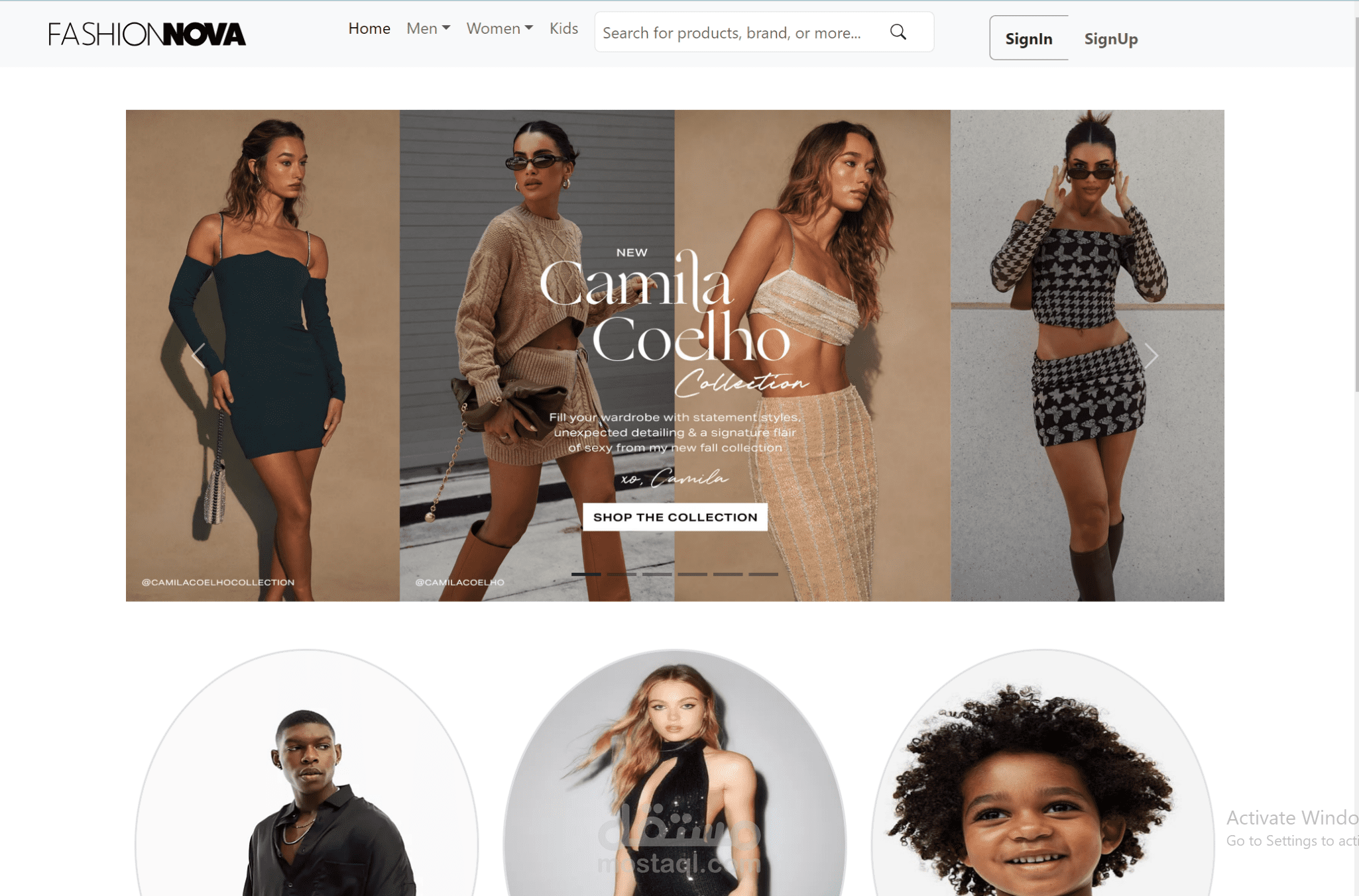 تصميم واجهة متجر إلكتروني عصري – Fashion Nova Clone