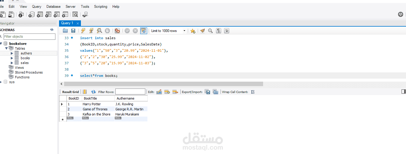 Creating database