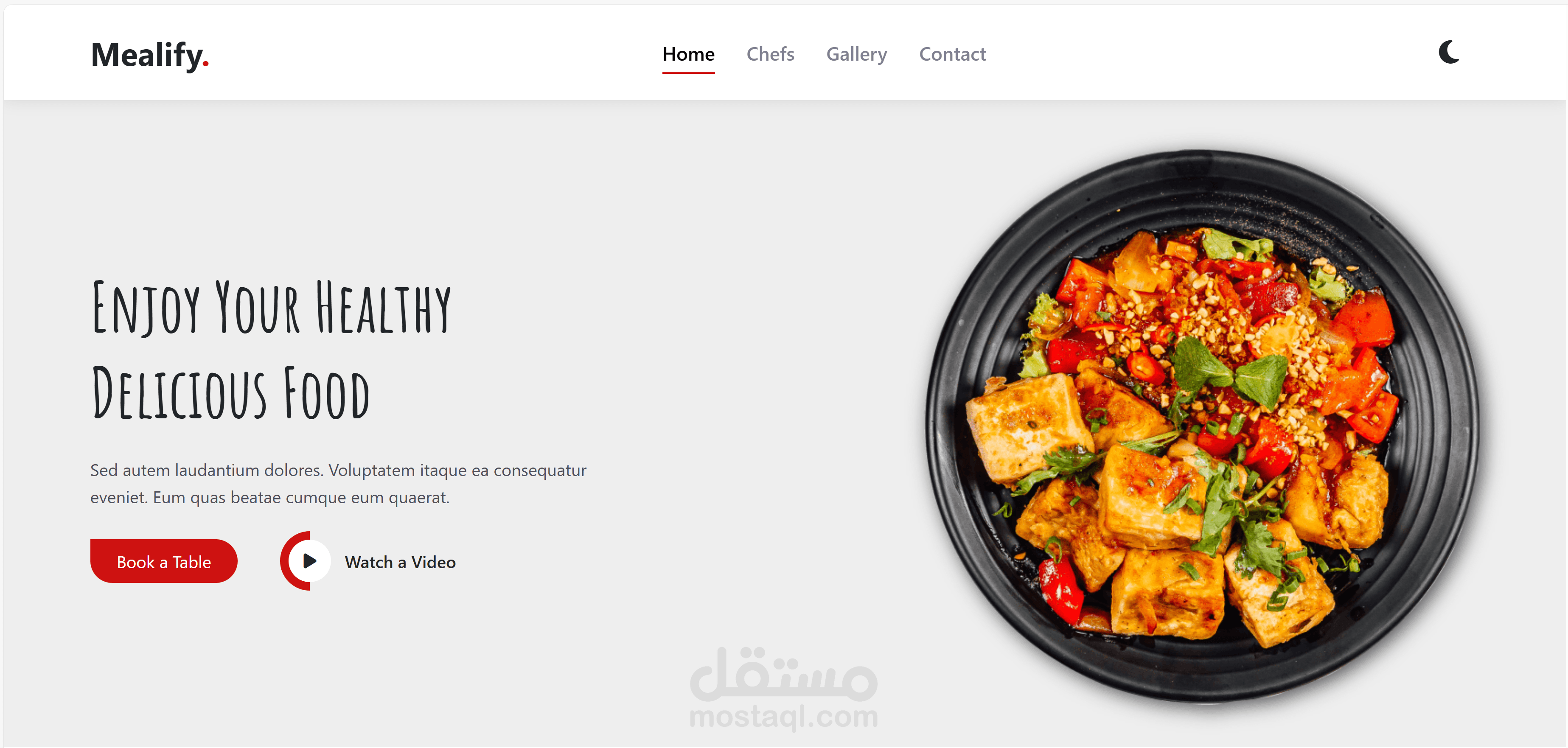صفحة هبوط لمطعم – Mealify Restaurant Landing Pag