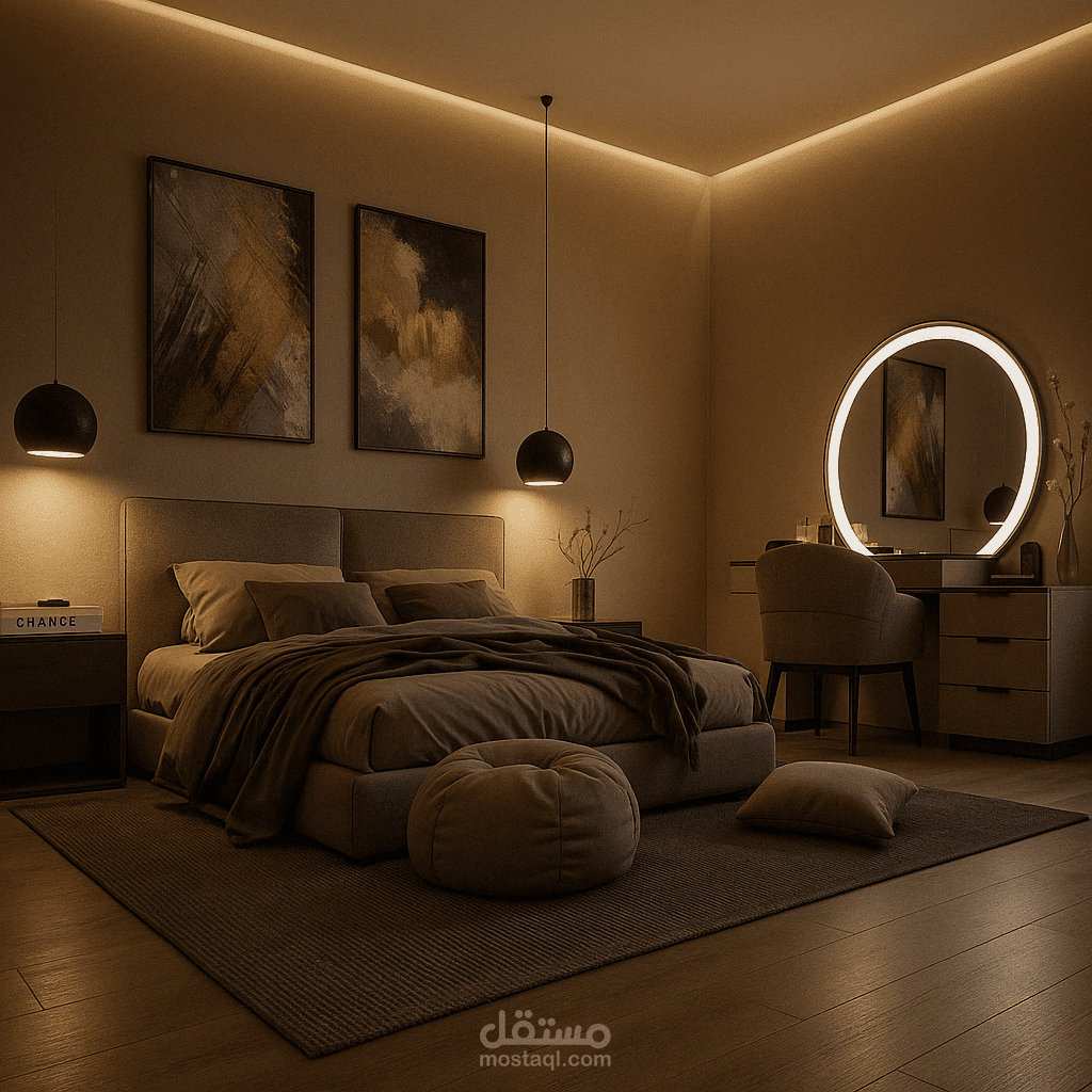 تصميمم داخلي لغرفة نوم موديرن بسيطة - simple interior design for a master bedroom