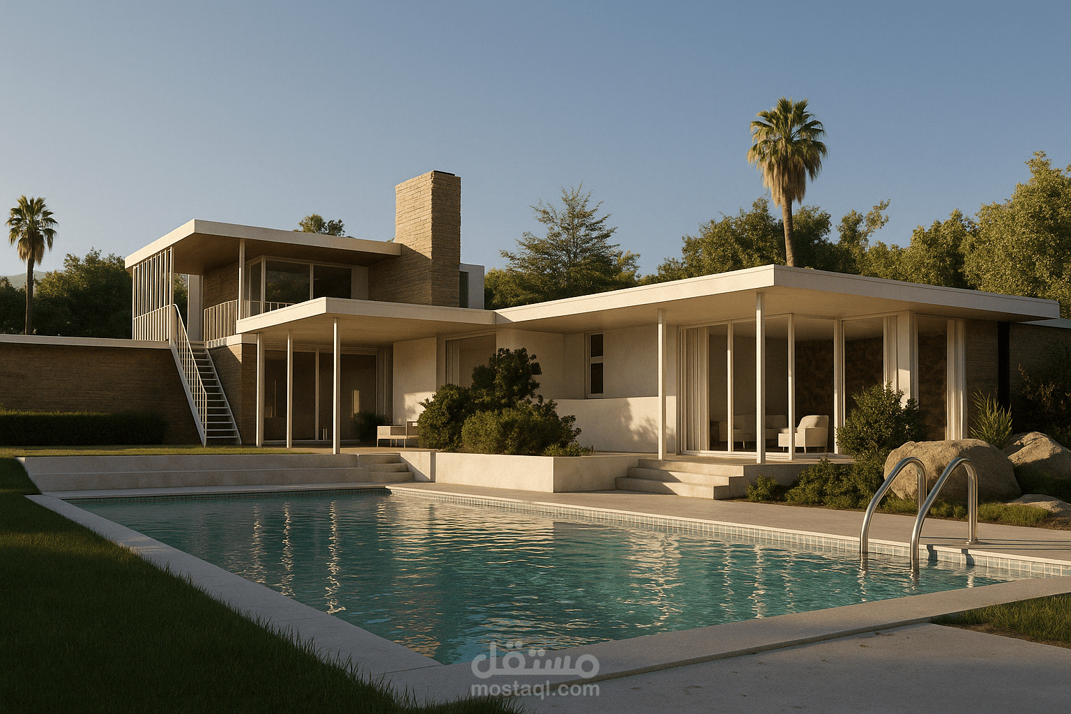 تصميم داخلي وخارجي لفيلا - interior and exterior design for villa