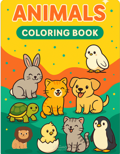 عمل تصميم لكتاب تلوين الحيوانات الاليفة للأطفال