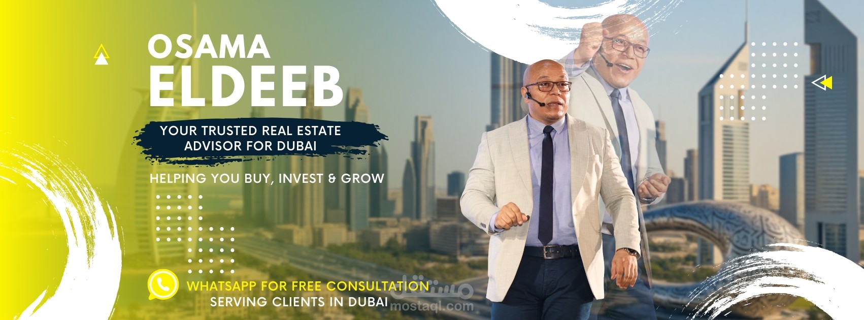 تصميم Facebook Cover راقٍ للدكتور أسامة الديب – خبير التسويق العقاري في دبي