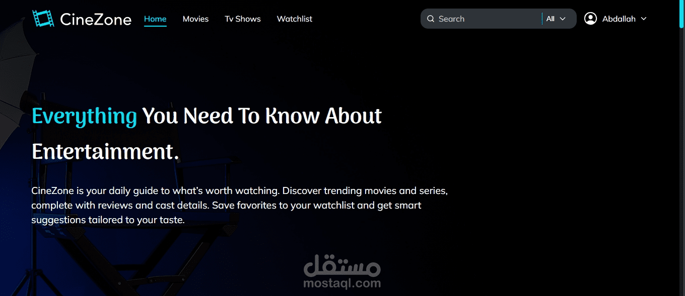 تطوير موقع بيانات متكاملة خاصة بالأفلام والمسلسلات  (CineZone)