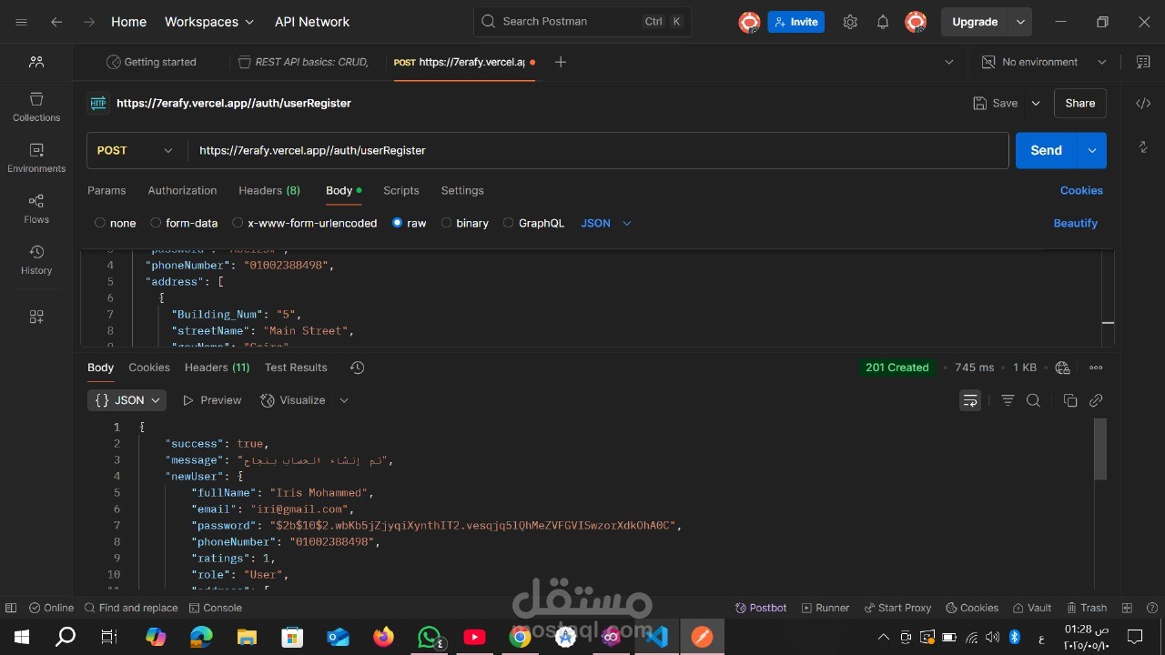 API Testing Using Postman for User Authentication System