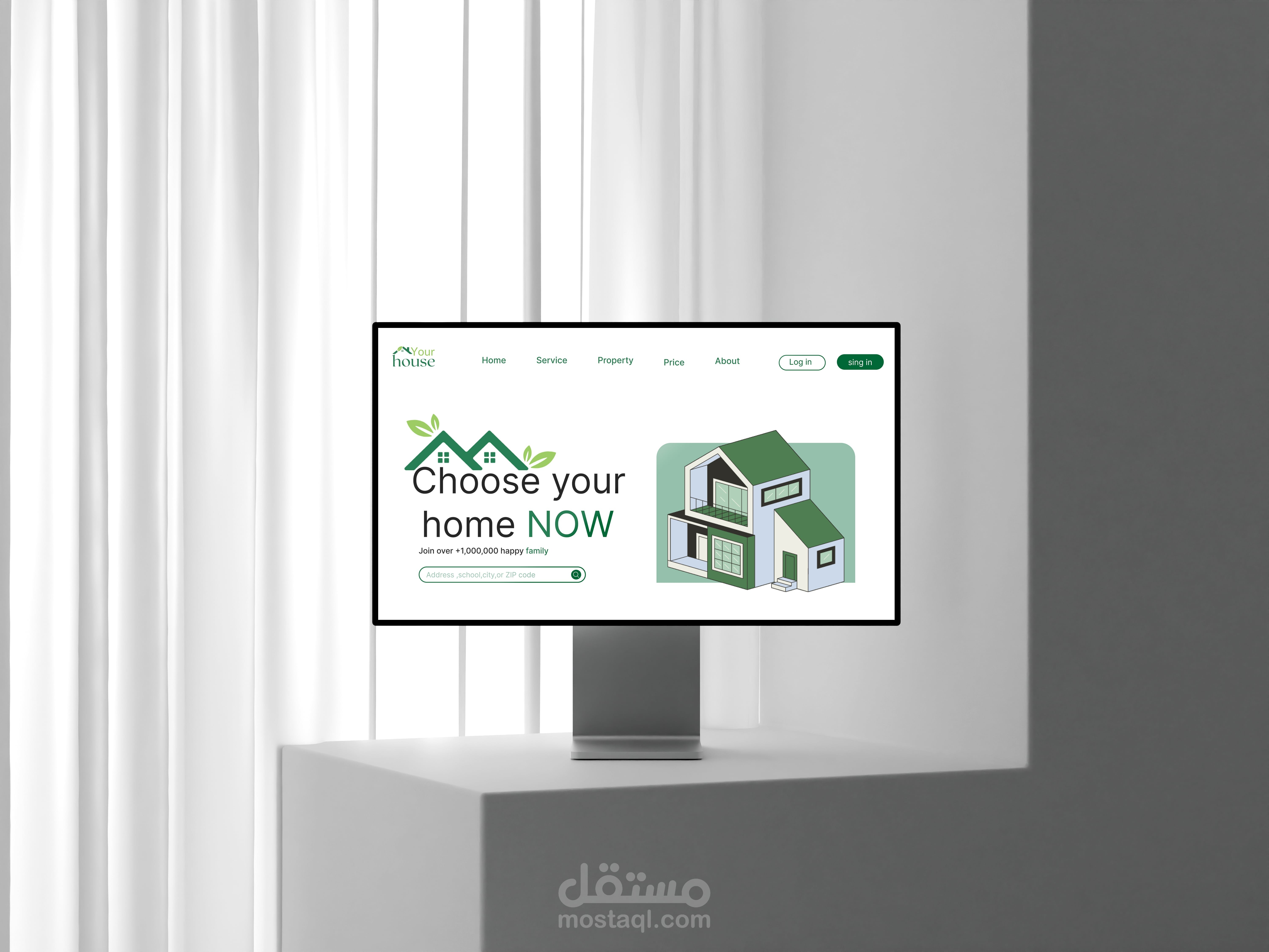 تصميم صفحة رئيسية لمنصة عقارية – UI/UX Design for Real Estate Landing Page