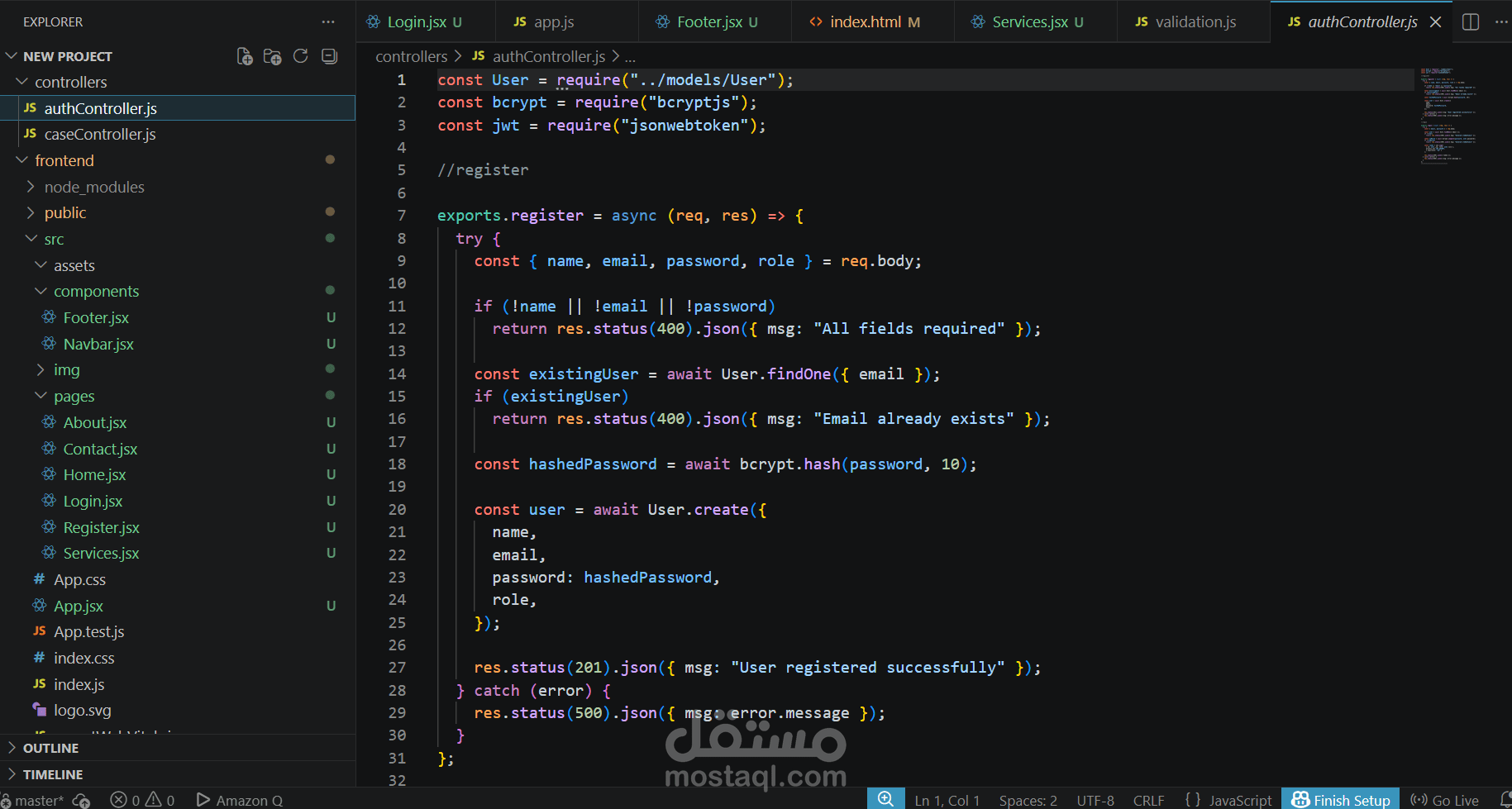 مشروع ويب سايت full stack خاص ب lawfirm