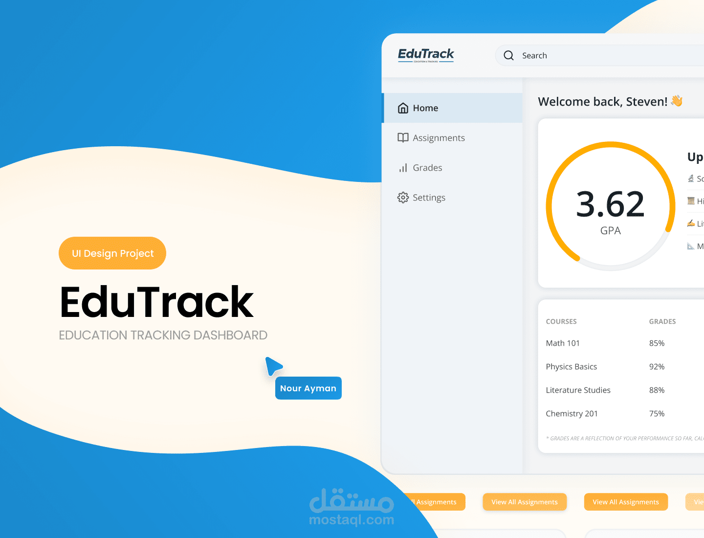 تصميم داشبورد EduTrack لمتابعة الأداء التعليمي وتحليل التقدم الأكاديمي