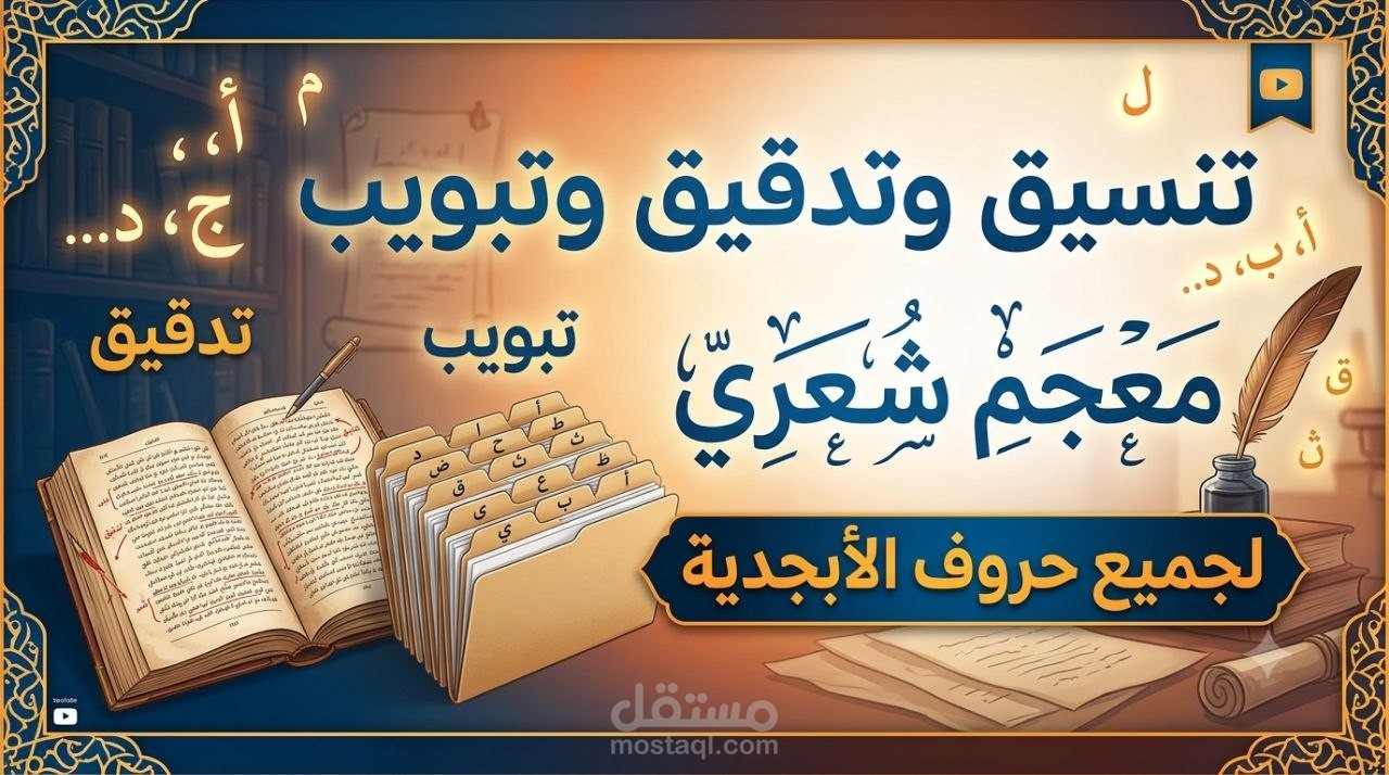تنسيق وتدقيق وتبويب معجم شعري متكامل حسب الأبجدية