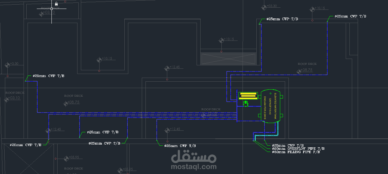 تصميم مخططات الانظمة الميكانيكة لفيلا بالسعودية - ( مخططات الصرف + مخططات التغذية بالمياة + مخططات التكييف (HVAC) ).