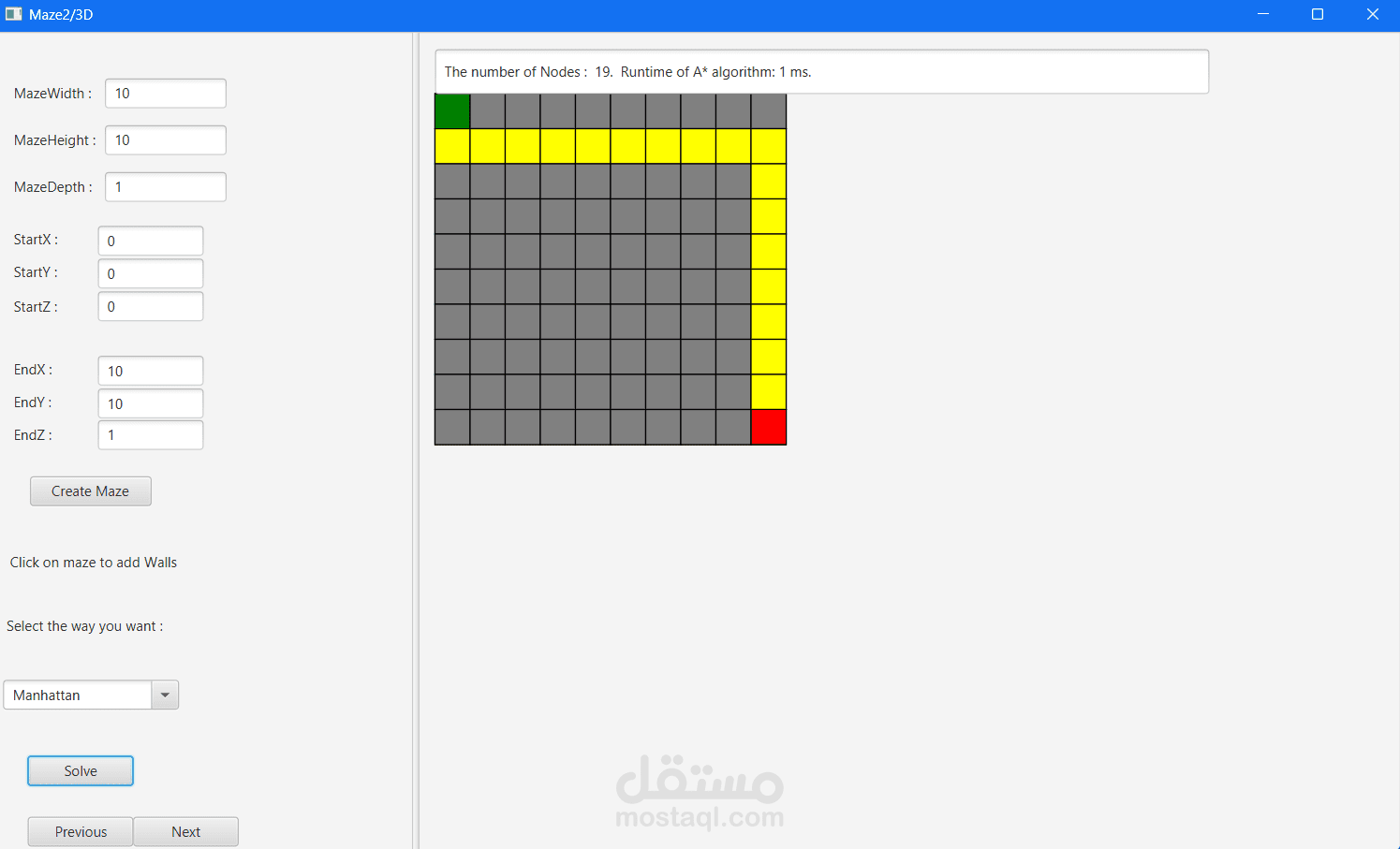 3D Maze solver with A* algorithm