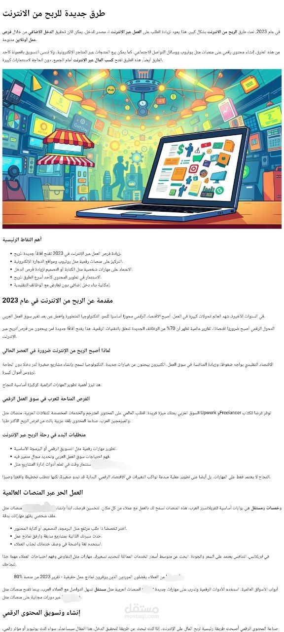 مقال عن الربح من الانترنت
