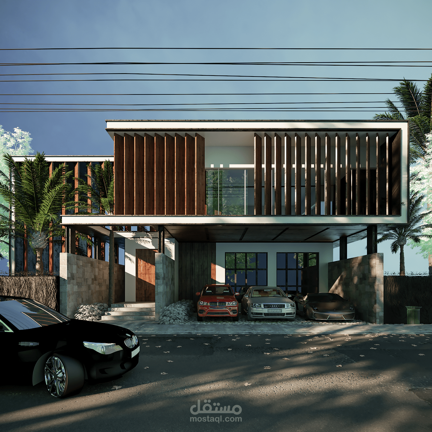 تصميم خارجي لفيلا على الطراز الحديث