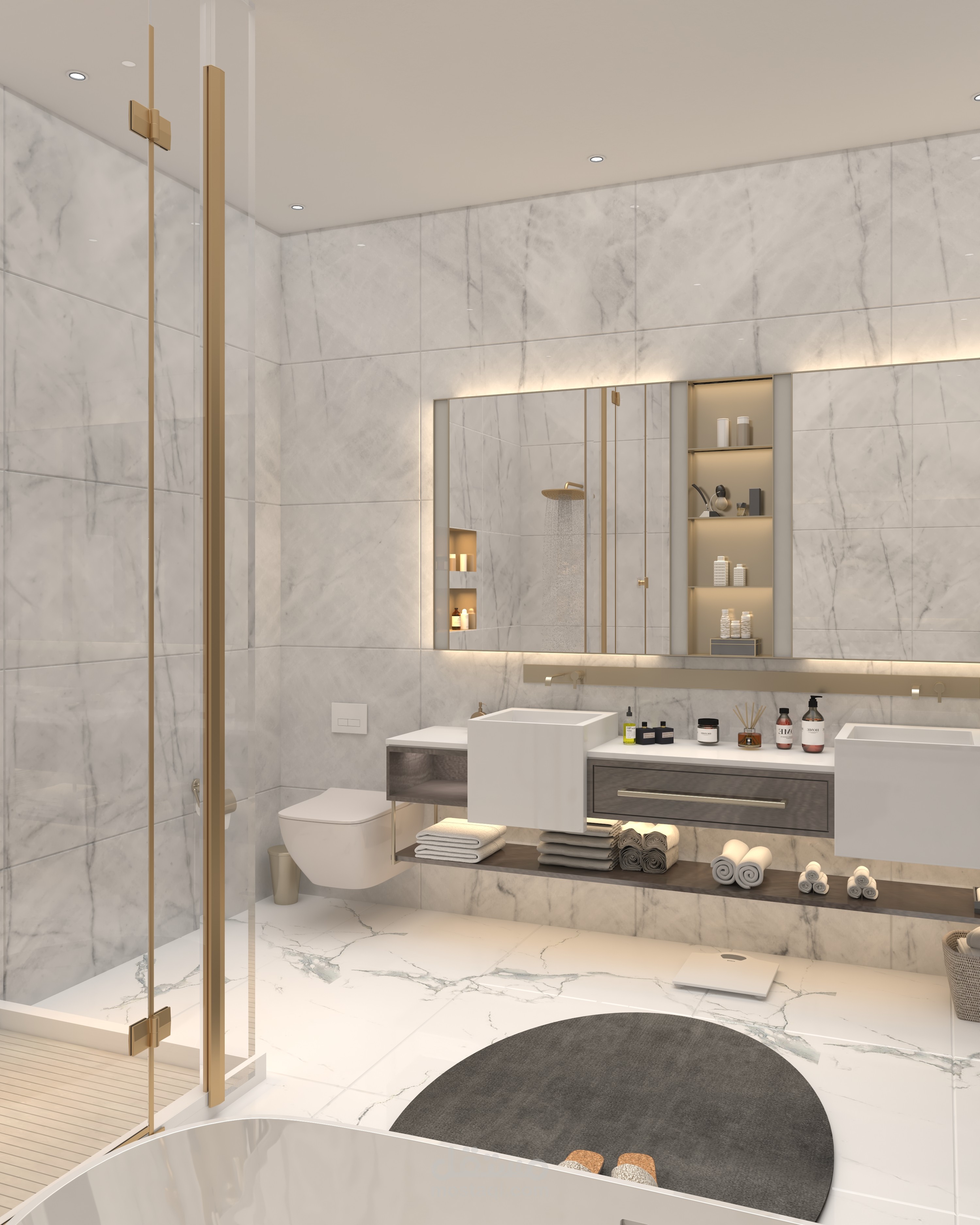 حمام بتصميم عصري فاخر  _  Modern Luxury Bathroom Design