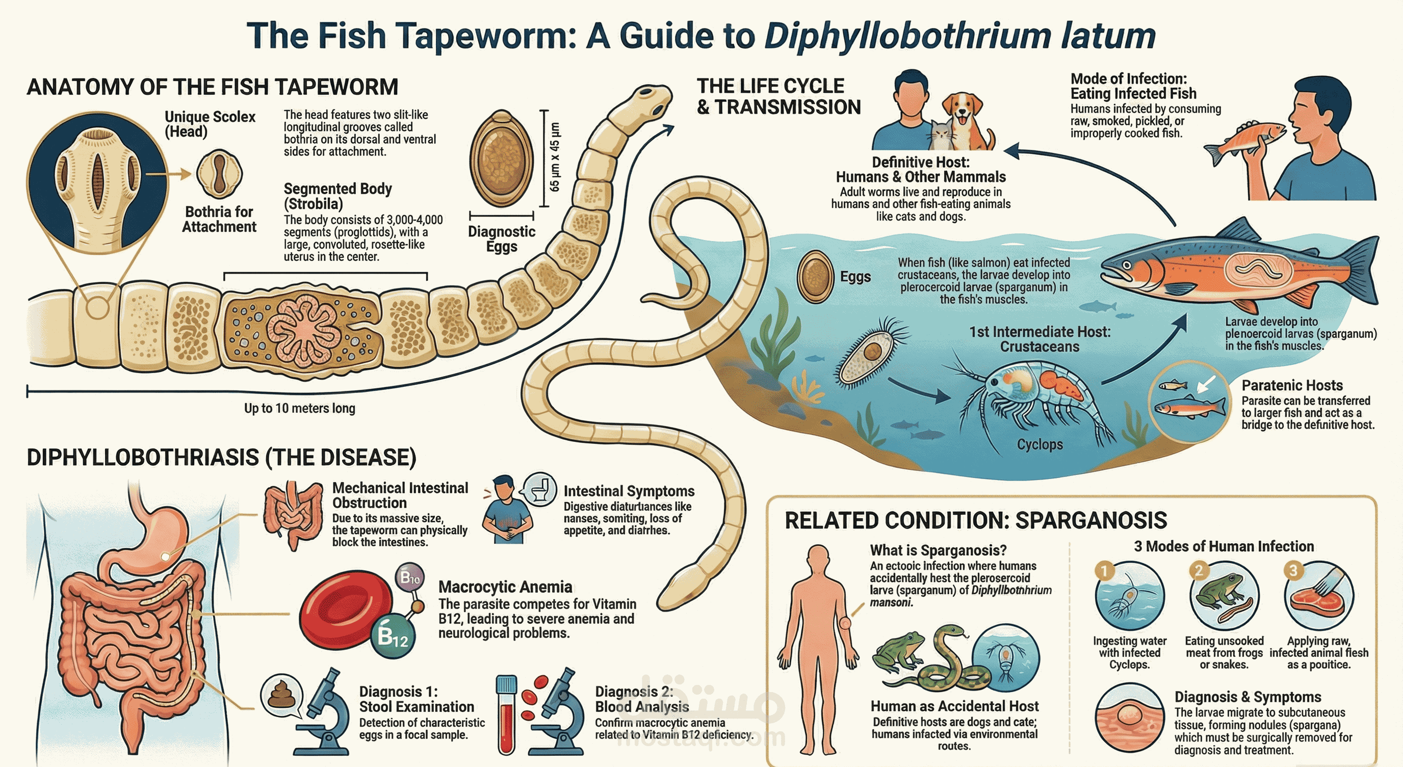 The fish tapeworm - medical infographic