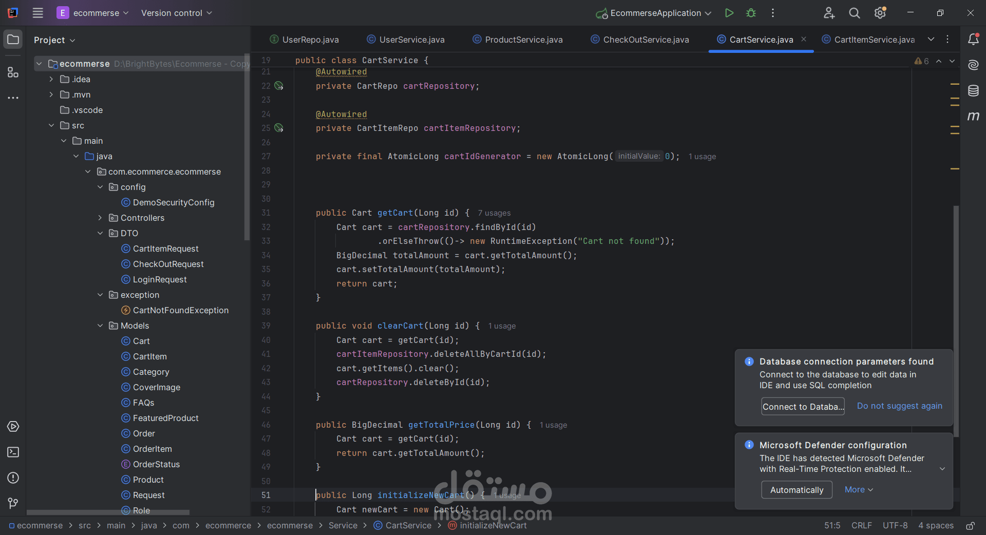 E-commerce Application: Java Spring Boot