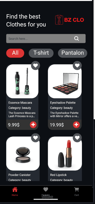 BZ-Store – تطبيق متجر إلكتروني للملابس
