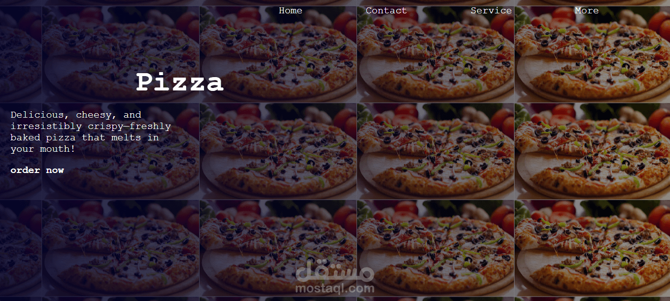 landing page pizza shop